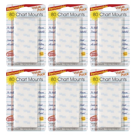 Magic Mounts Removable Chart Tabs, 1" x 1", 80 Per Pack, PK3 3227